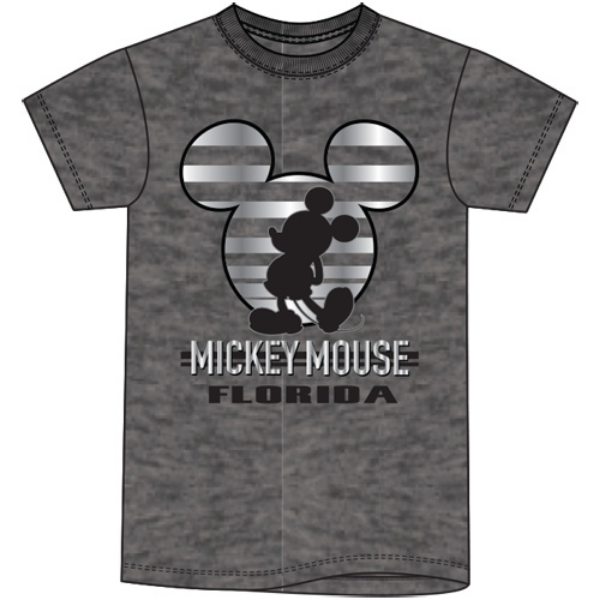 Picture of Adult Unisex T Shirt Mickey Stripe Icon with foil Dark Gray
