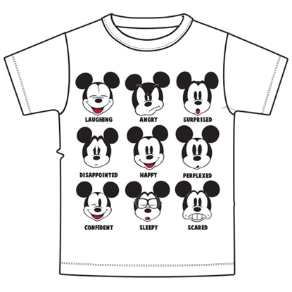 Picture of Adult Unisex T-Shirt Mickey Expressions White