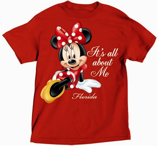 Picture of Womens T Shirt All About Me Minnie Red Florida Namedrop Small