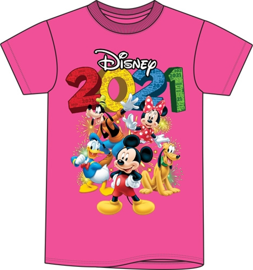 Picture of Adult 2021 Fun Friends Mickey Minnie Pluto Donald Goofy Tee Pink