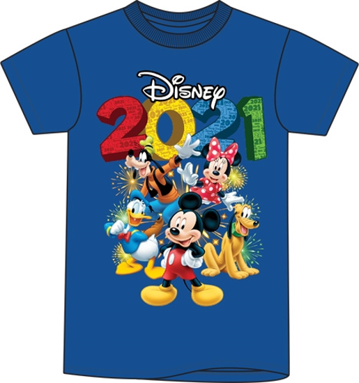 Picture of Adult 2021 Fun Friends Mickey Minnie Pluto Donald Goofy Tee Royal Blue