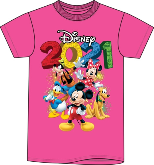 Picture of Youth 2021 Fun Friends Mickey Minnie Pluto Donald Goofy Tee Pink