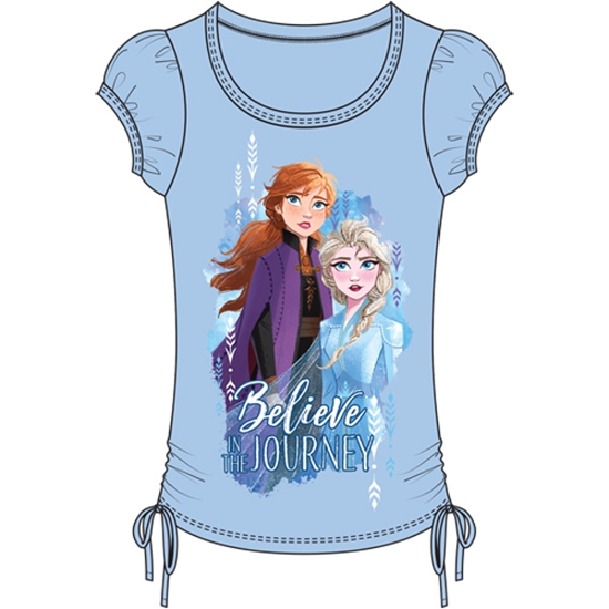 Picture of Girls Frozen II Fearless Believe Anna Elsa Side Tie Top Light Blue