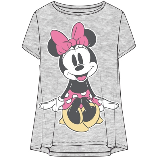 Picture of Youth Girls Fashion Hi Lo Top Cute Minnie Seated Pose Heather Gray