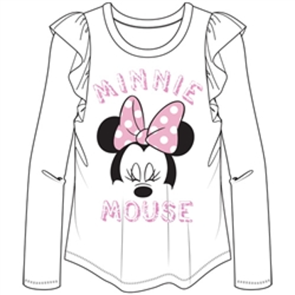 Picture of Youth Girls Minnie Mouse face Long Sleeve Flutter White
