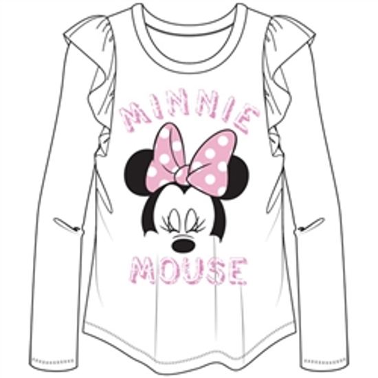 Picture of Youth Girls Minnie Mouse face Long Sleeve Flutter White