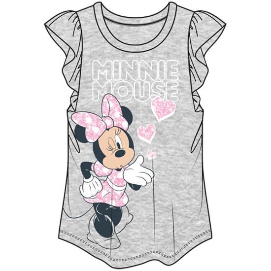 Picture of Youth Girls Minnie Blow a Kiss Flutter Sleeve Top  Gray Pink