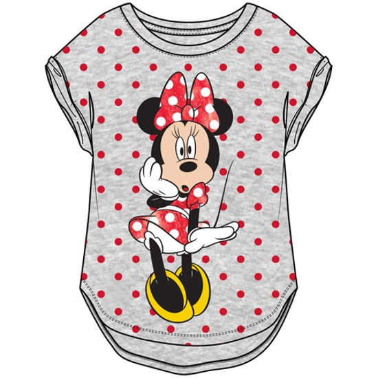 Picture of Youth Girls Minnie Shiny Surprise Hi Lo Cuffed Sleeve Gray Red