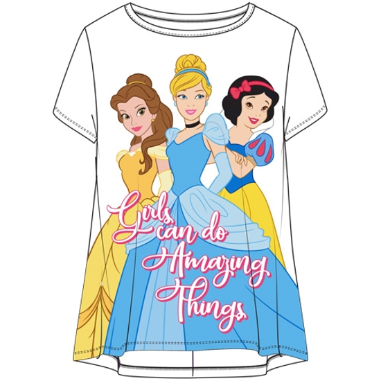 Picture of Youth Girls Fashion Hi Lo Top We Are Amazing Princesses Belle Cinderella Snow White White
