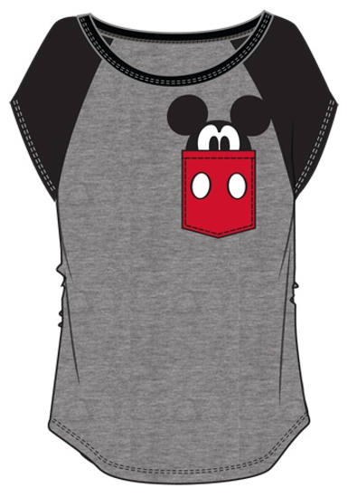 Picture of Junior Fashion Contrast Shoulder Top Mickey Pocket Gray with Black