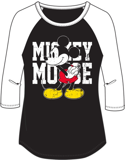 Picture of Junior Fashion Top 3/4 Sleeve Mickey Mouse Name SJ Black White
