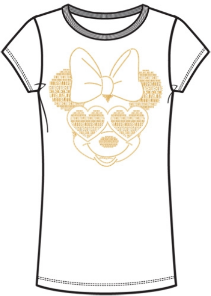 Picture of Adult Womens Fashion Tee Minnie Words with Glasses White
