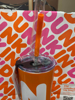 Picture of New Orange DUNKIN DONUTS 22oz Stainless Steel Sipper With Straw 2021 Tumbler