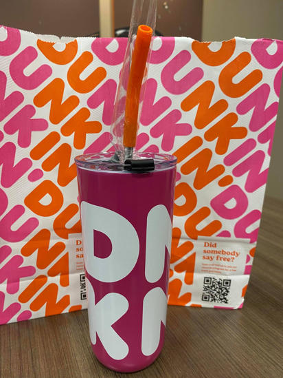 Picture of DUNKIN 2021 22oz Pink Travel Mug/Tumbler/Straw/Sipper Lid