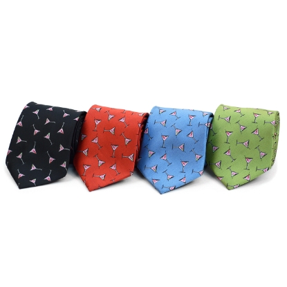 Martini Glass Pattern Novelty Tie