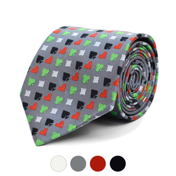 Poker Card Suits Pattern Novelty Tie