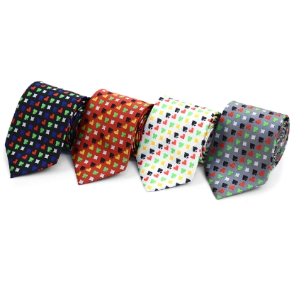 Poker Card Suits Pattern Novelty Tie
