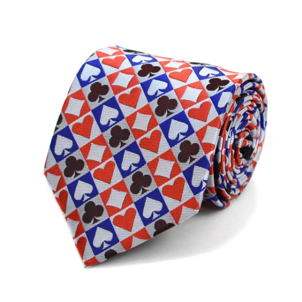 Checkered Poker Card Suits Novelty Tie