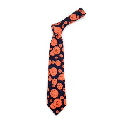 Basketball Navy Novelty Tie