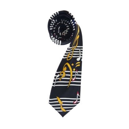 Music Note Black Novelty Tie