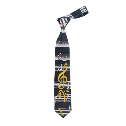 Music Note Black Novelty Tie
