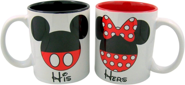 Picture of Disney His and Hers Mickey and Minnie Couples Coffee Mug Cup, Set of 2