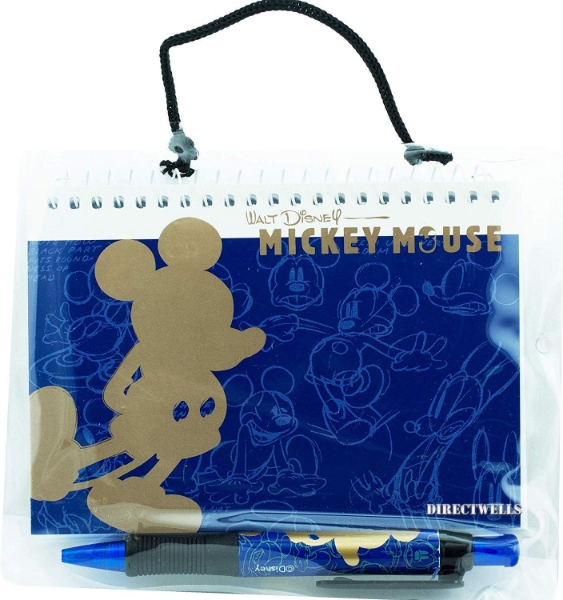 Picture of Disney Mickey Autograph Note Pads Memo Book with Retractable Pen - (Mickey Blue & Gold)