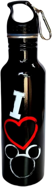 Picture of Disney Mickey Heart Aluminum Water Bottle Black