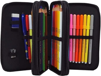 Picture of Jurassic World Red Pencil Case 3 Compartments with Zips