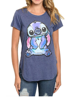 Picture of Disney Junior Hi Lo Stitch Sitting Top, Navy Heather Small