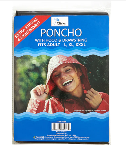 Picture of Clicks Rain Ponchos with Hood Medium 1ct