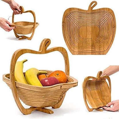 Picture of Angel Handcraft Rose Wood Collapsible Fruit Baskets Apple Shape