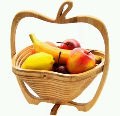 Picture of Angel Handcraft Rose Wood Collapsible Fruit Baskets Apple Shape