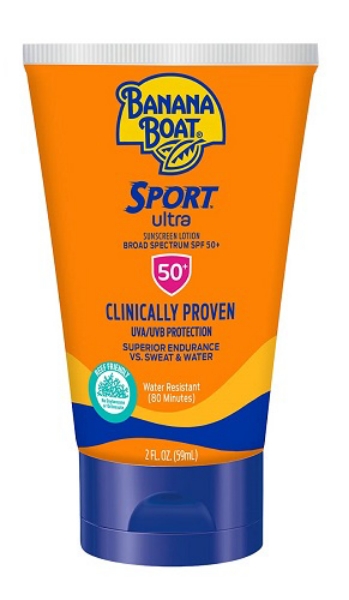 Picture of Banana Boat Sport Ultra Sunscreen, Broad Spectrum Sun Screen Lotion, SPF 50, TSA Approved Travel Size, 2 Fl Oz.