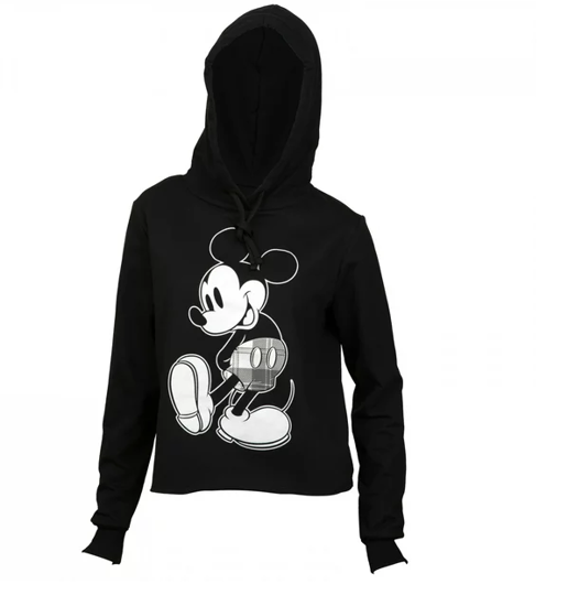 Picture of Disney Mickey Mouse Classic Plaid Juniors Crop Hoodie Small