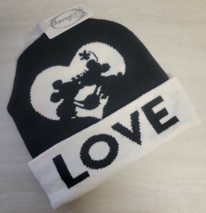 Picture of Disney Mickey Minnie Mouse Knit Adult Beanie Hat Black and White