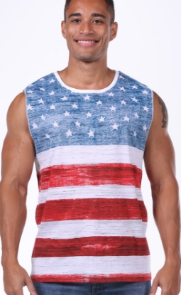 Picture of U.S. Apparel American Flag Stripes and Stars Muscle Tank Top Muscle Tee