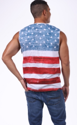 Picture of U.S. Apparel American Flag Stripes and Stars Muscle Tank Top Muscle Tee