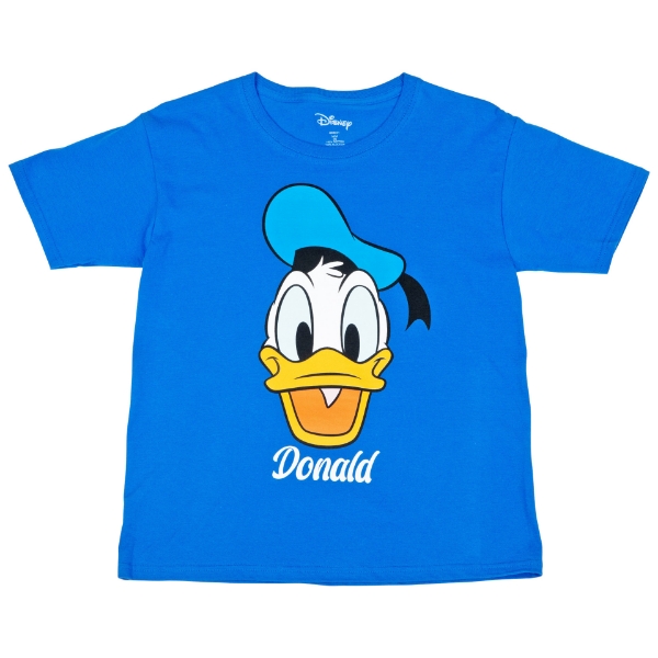 Picture of Disney Donald Duck Character Face Signature Youth Blue T-Shirt Small  6-7