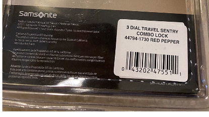 Picture of Samsonite 3 Dial Travel Sentry Combo Lock Red Pepper