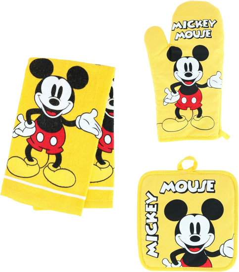Picture of Disney Mickey Mouse Yellow Oven Mitt Dish Kitchen Towel Set Pot Holder  3pc