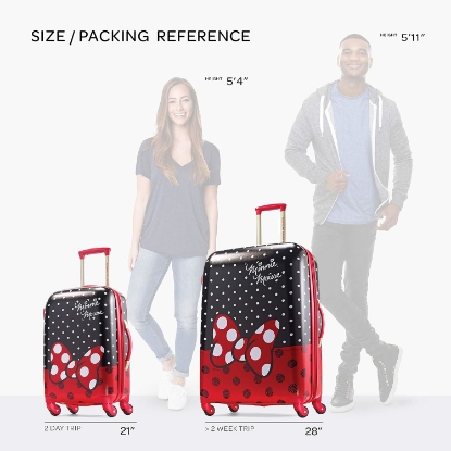 Picture of AMERICAN TOURISTER Kid's Disney Hardside Luggage with Spinner Wheels, Minnie Mouse Red Bow, 2-Piece Set (21/28)