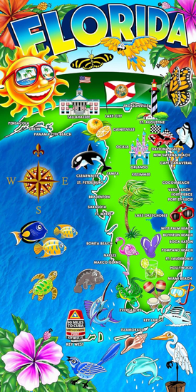 Picture of Disney Island Gear Florida Travel Map Souvenir Style Cotton Velour Beach Towel
