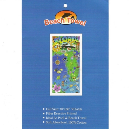 Picture of Disney Island Gear Florida Travel Map Souvenir Style Cotton Velour Beach Towel
