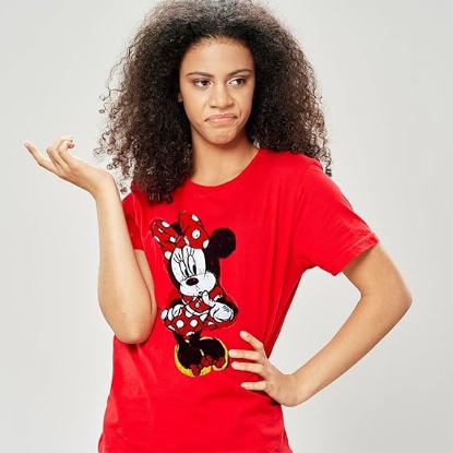 Picture of Disney Minnie Mouse Junior Hi Lo Shh Flirt Pose Top Red