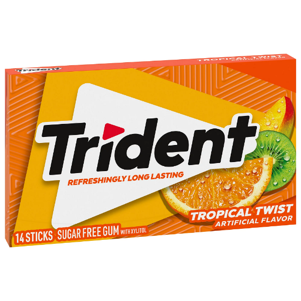 Picture of Trident Tropical Twist Sugar Free Gum, 14 Pieces Pack