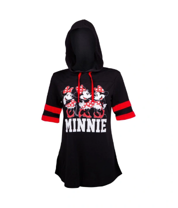 Picture of Disney Minnie Mouse Fashion Hooded Football Tee 3 Minnies Black Red