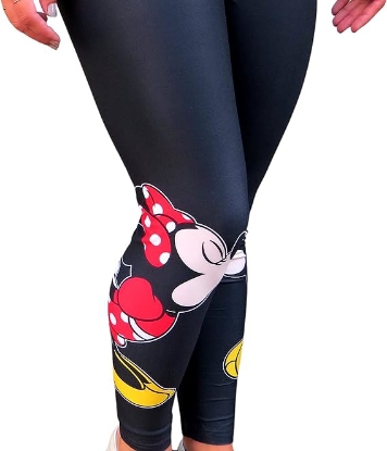 Picture of Disney Mickey and Minnie Mouse Kissing Womens Juniors Leggings Stretch Black Large