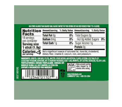 Picture of Trident Spearmint Sugar Free Gum 14 Pieces