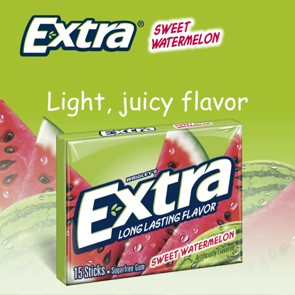 Picture of Extra Sweet Watermelon Sugar Free Chewing Gum Single Pack 15 Stick